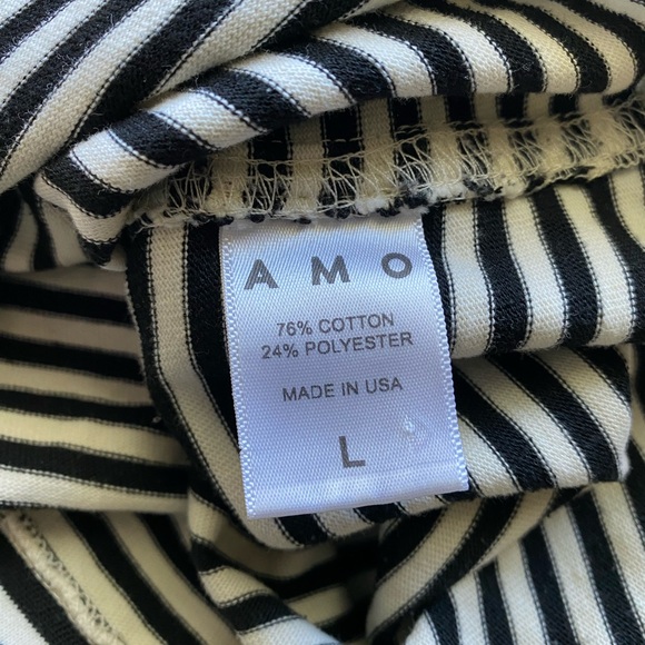 AMO Denim Twist Dress in Mini Stripe Crewneck Short‎ Sleeve Relaxed - Picture 5 of 6